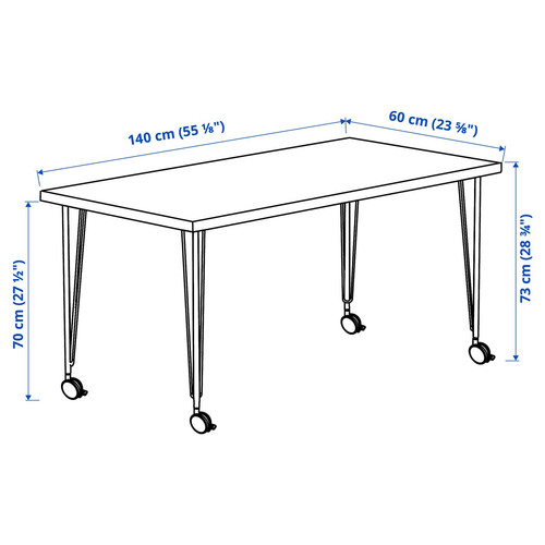 LAGKAPTEN / KRILLE Desk, white anthracite/white, 140x60 cm