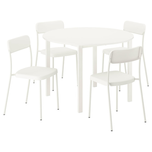 VIHALS / VIHALS Table and 4 chairs, white white/white, 107 cm