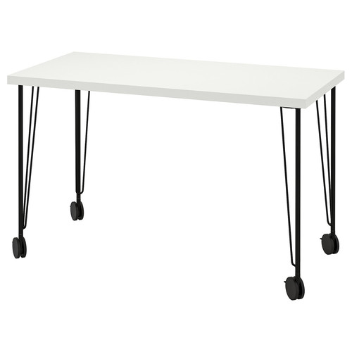 LAGKAPTEN / KRILLE Desk, white/black, 120x60 cm