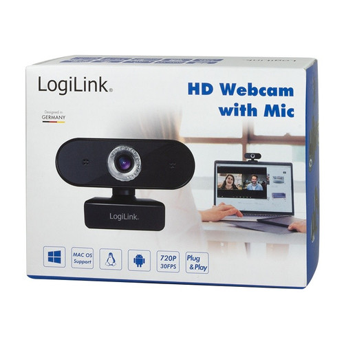 LogiLink HD Webcam with Microphone USB, black