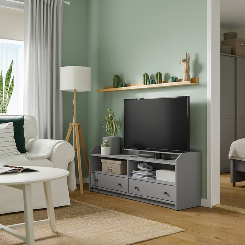HAUGA TV bench, grey, 138x36x54 cm
