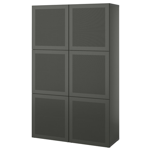 BESTÅ Storage combination with doors, dark grey/Mörtviken dark grey, 120x42x193 cm