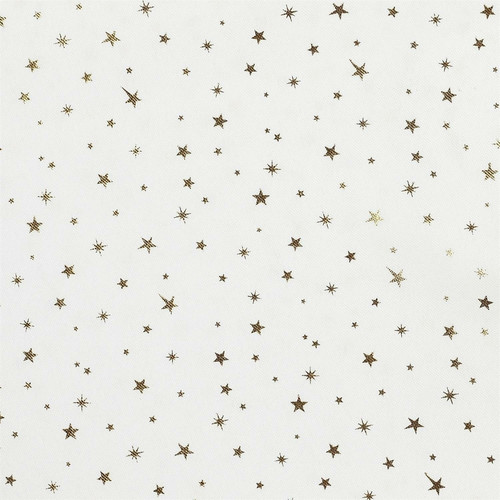 Tablecloth Star Dore 140x250cm, white/gold