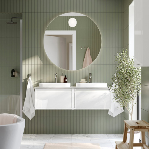 FAXÄLVEN Mirror with built-in lighting, 100 cm