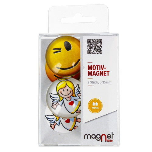 Glass Motiv Magnet 3.5cm 2pcs Smiley/Angel