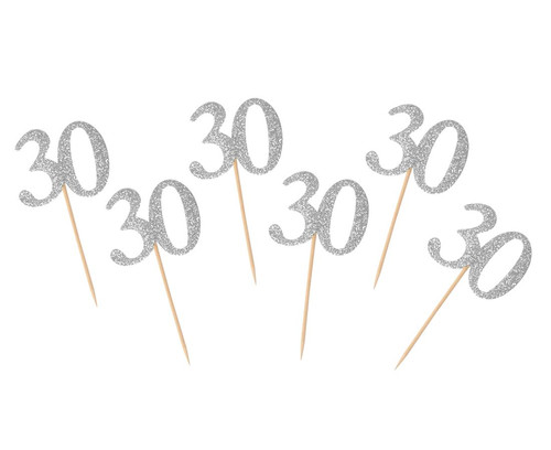 Birthday Picks 30 6pcs, silver
