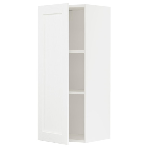 METOD Wall cabinet with shelves, white Enköping/white wood effect, 40x100 cm