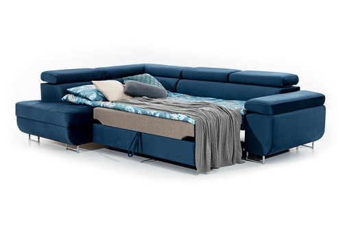 Corner sofa-bed Annabelle, left, dark blue