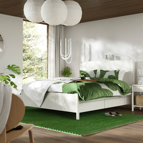 TONSTAD Bedroom furniture, set of 3, incl bed storage/off-white, 140x200 cm