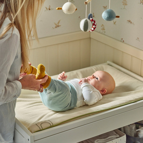 SKÖTSAM Cover for babycare mat, beige, 53x83 cm