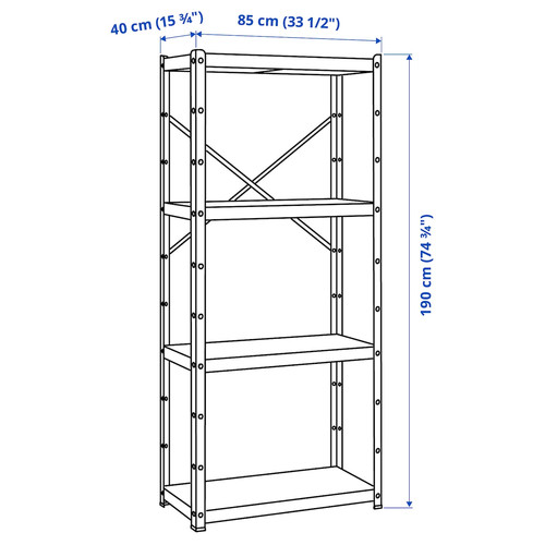 BROR Shelving unit, black, 85x40x190 cm
