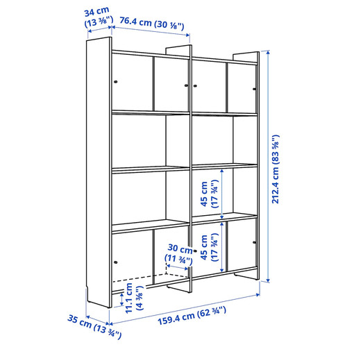 LÅDMAKARE Storage combination w sliding doors, with 2 shelves/oak effect, 159x35x212 cm