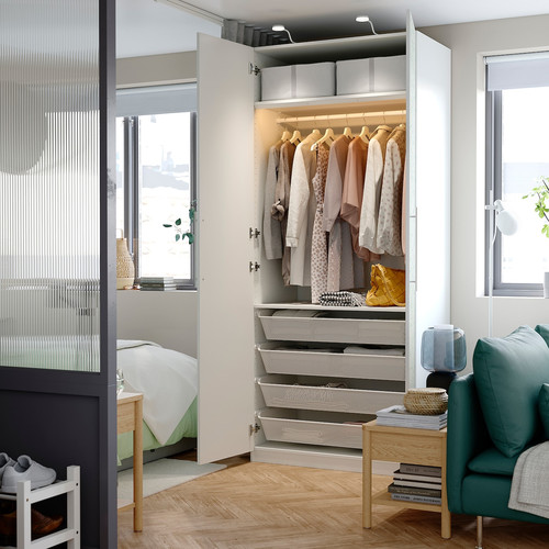PAX / LINNABERG Wardrobe combination, white/patterned, 100x60x236 cm
