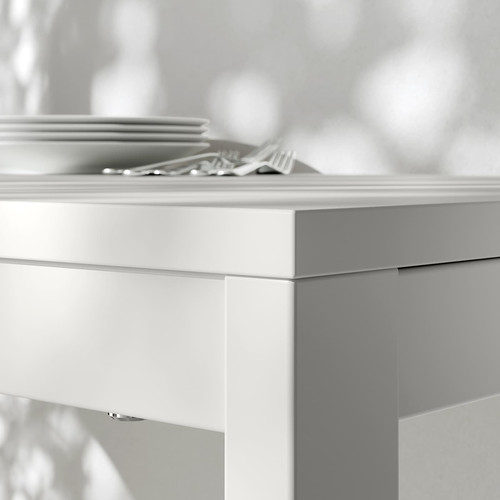 VIHALS / VIHALS Table and 4 chairs, white/white Tibbleby beige-grey, 120/180x74 cm
