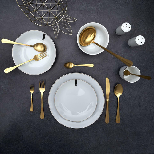 Plate Pearl Gold 20cm, white