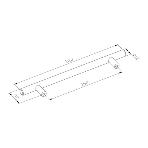 GoodHome T-bar Cabinet Handle Annatto 220 mm, silver, 2 pack