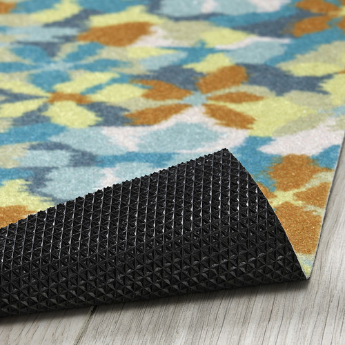 VÄLFÄRD Door mat, flower/multicolour, 40x60 cm