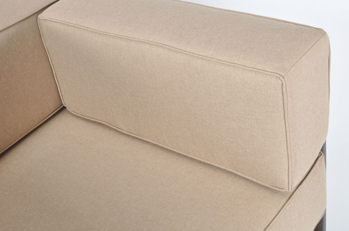 Garden Outdoor Corner Sofa, wood, dark brown, beige