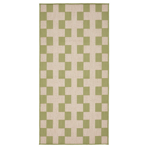 GÅNGSTIG Kitchen mat, flatwoven green/off-white, 80x150 cm