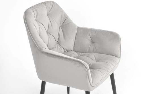 Glamour Chair with Armrests EMMA, velvet, grey