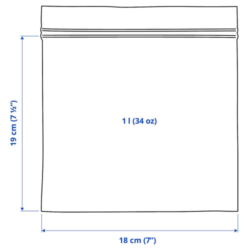 ISTAD Resealable bag, patterned/pale grey-green, 1 l