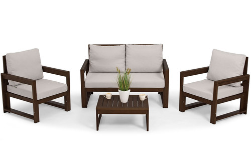 Outdoor Furniture Set Malta for 4 persons, dark brown/grey