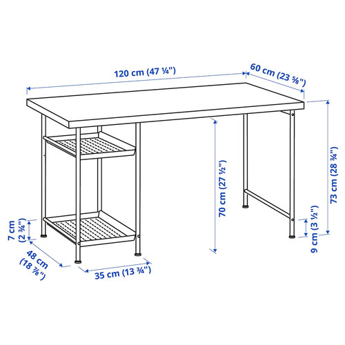 LAGKAPTEN / SPÄND Desk, white/black, 120x60 cm