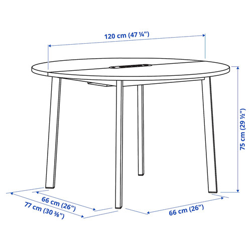 MITTZON Conference table, round walnut veneer/black, 120x75 cm