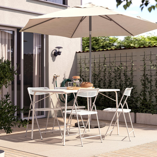 TORPARÖ Table+4 folding chairs, outdoor, white/white, 130x74 cm