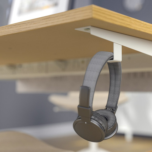 MITTZON Desk, oak veneer/white, 140x60 cm