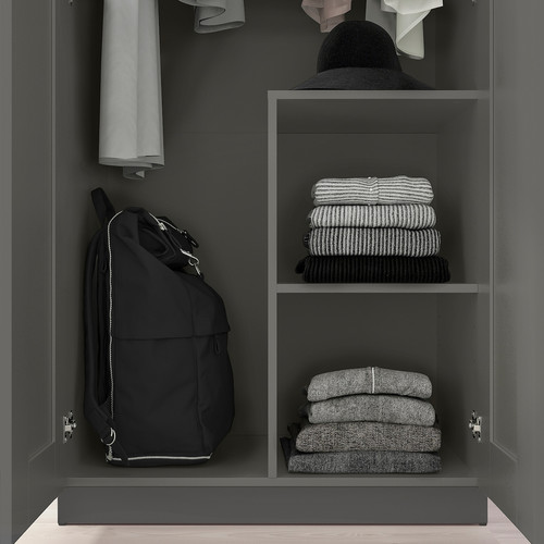 BRIMNES Wardrobe with 2 doors, grey, 78x190 cm