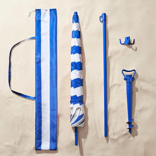 STRANDÖN Parasol, blue/white, 140 cm