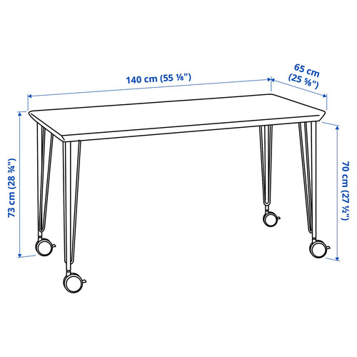 ANFALLARE / KRILLE Desk, bamboo/black, 140x65 cm