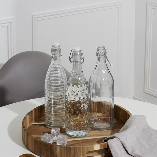 Glass Bottle 1L, stripes
