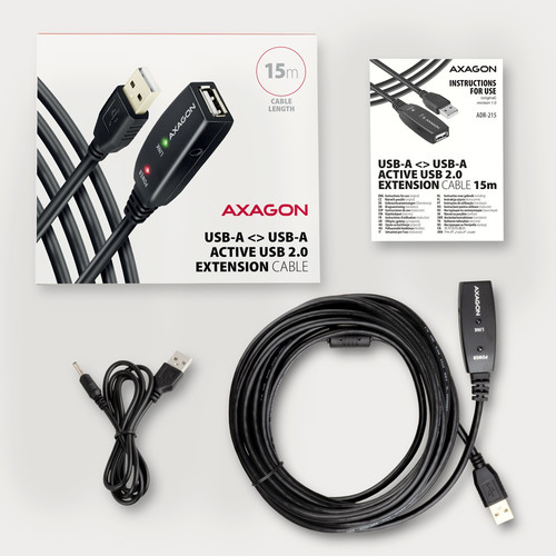 AXAGON USB Cable ADR-215 USB 2.0 A-M -> A-F act 15m