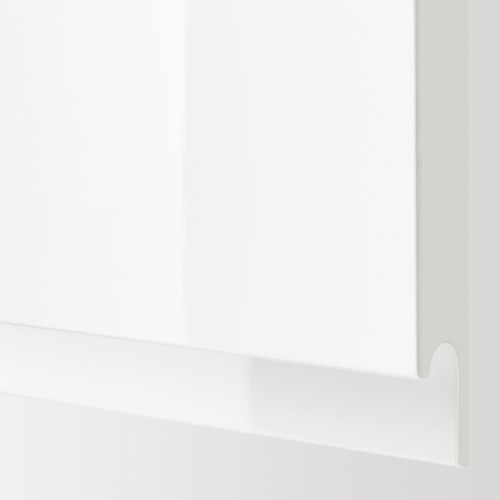 METOD High cab f oven w 2 doors/shelves, white/Voxtorp high-gloss/white, 60x60x200 cm