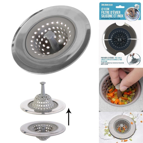 Sink Strainer, silicone/stainless steel