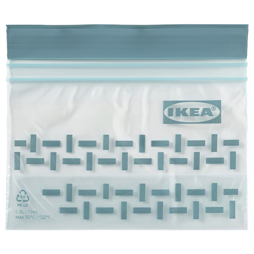 ISTAD Resealable bag, patterned/grey-green, 0.3 l