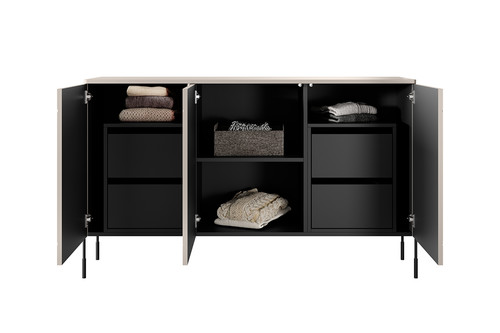 Three-Door Cabinet with Drawer Units Sonatia 150 cm, cashmere