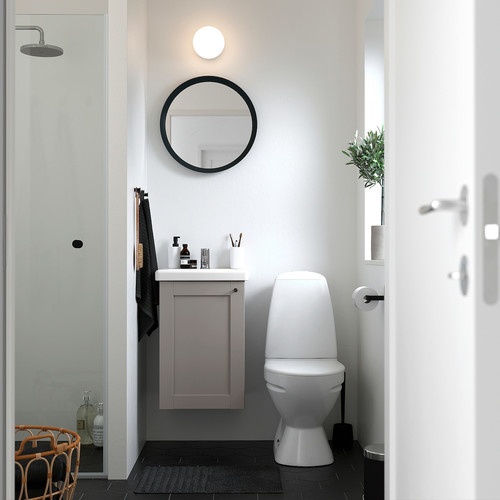 ENHET / TVÄLLEN Wash-stnd w door/wash-basin/tap, grey/grey frame, 44x43x65 cm