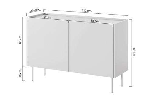 Two-Door Cabinet with Drawers Desin 120, ceramic red/nagano oak