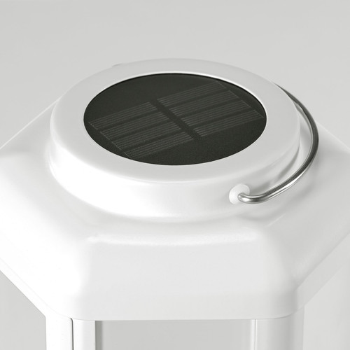 SOLVINDEN LED solar-powered table lamp, lantern/white, 28 cm