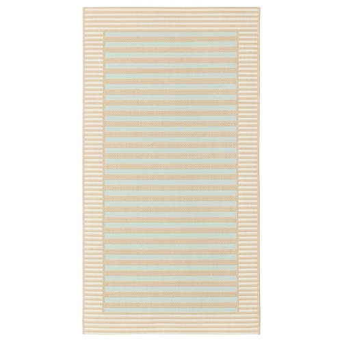 SKEVNING Runner, flatwoven, brown blue/stripe in/outdoor, 80x150 cm