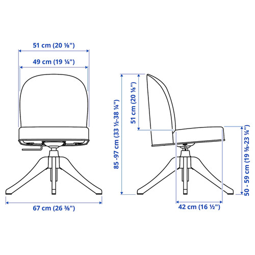 ROSENTORP Swivel chair, white/Kilanda beige