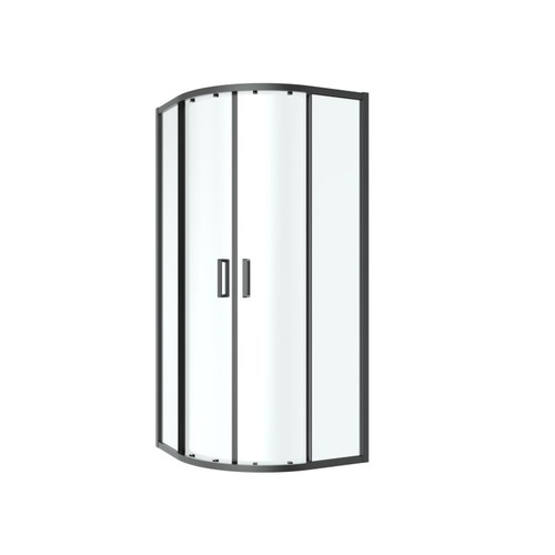 GoodHome Shower Enclosure Ledava, semi-circular, 90 x 90 x 185 cm, matt black/transparent