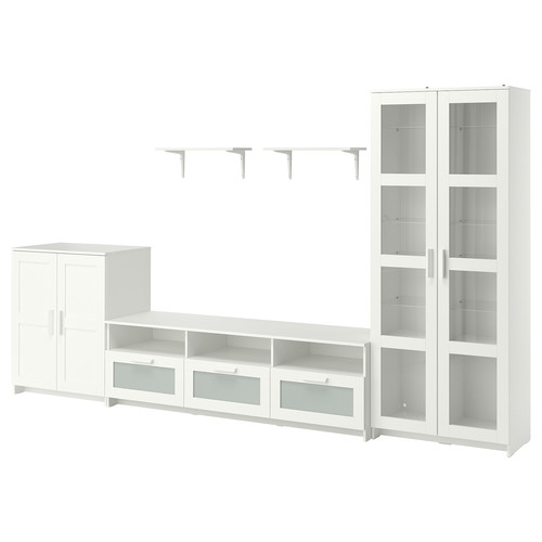BRIMNES / BURHULT TV storage combination, white, 338x41x190 cm