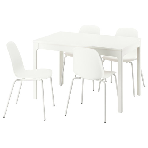 EKEDALEN / LIDÅS Table and 4 chairs, white/white white, 120/180 cm