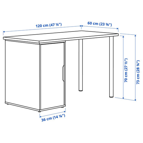 LAGKAPTEN / ALEX Desk, white stained/oak effect white, 120x60 cm