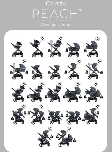 iCandy Peach 7 Pushchair and Carrycot - Double, Black