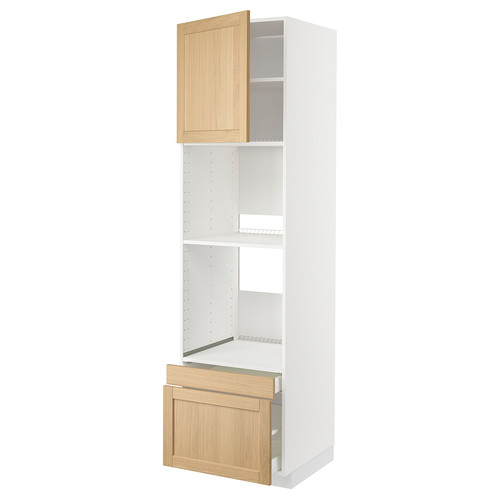 METOD / MAXIMERA Hi cab f ov/combi ov w dr/2 drwrs, white/Forsbacka oak, 60x60x220 cm